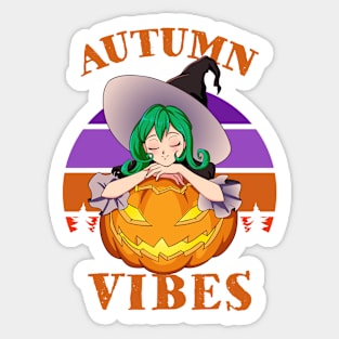 Autumn Vibes Halloween Pumpkin Fall Spooky Season Anime Witch Sticker